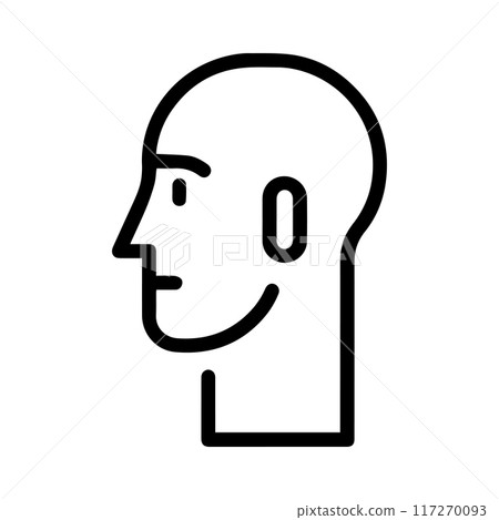 Head icon or modern line symbol. Vector line art and icon design with bold outline. Black and white Pixel Perfect minimalistic symbol isolated white background. Silhouette simple thin sign 117270093