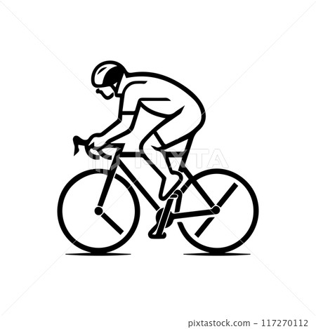 Cycling icon or modern line symbol. Vector line art and icon design with bold outline. Black and white Pixel Perfect minimalistic symbol isolated white background. Silhouette simple thin sign Cycling icon or modern line symbol. Vector line art and icon design with bold outline. Black and white Pixel Perfect minimalistic symbol isolated white background. Silhouette simple thin sign 117270112