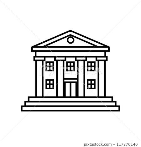 Bank Building icon or modern line symbol. Vector line art and icon design with bold outline. Black and white Pixel Perfect minimalistic symbol isolated white background. Silhouette simple thin sign Bank Building icon or modern line symbol. Vector line art and icon design with bold outline. Black and white Pixel Perfect minimalistic symbol isolated white background. Silhouette simple thin sign 117270140