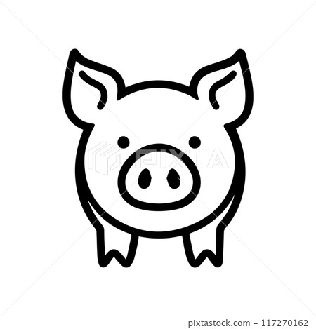 pig icon or modern line symbol. Vector line art and icon design with bold outline. Black and white Pixel Perfect minimalistic symbol isolated white background. Silhouette simple thin sign pig icon or modern line symbol. Vector line art and icon design with bold outline. Black and white Pixel Perfect minimalistic symbol isolated white background. Silhouette simple thin sign 117270162