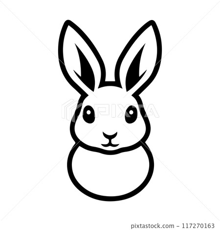 rabbit icon or modern line symbol. Vector line art and icon design with bold outline. Black and white Pixel Perfect minimalistic symbol isolated white background. Silhouette simple thin sign 117270163