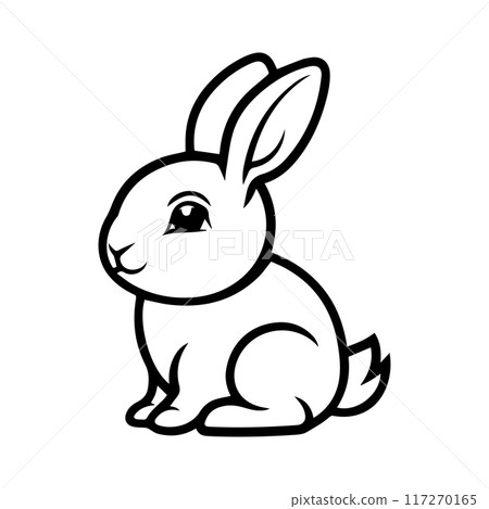 rabbit icon or modern line symbol. Vector line art and icon design with bold outline. Black and white Pixel Perfect minimalistic symbol isolated white background. Silhouette simple thin sign 117270165