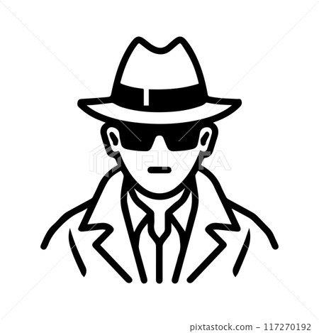 Detective icon or modern line symbol. Vector line art and icon design with bold outline. Black and white Pixel Perfect minimalistic symbol isolated white background. Silhouette simple thin sign Detective icon or modern line symbol. Vector line art and icon design with bold outline. Black and white Pixel Perfect minimalistic symbol isolated white background. Silhouette simple thin sign 117270192