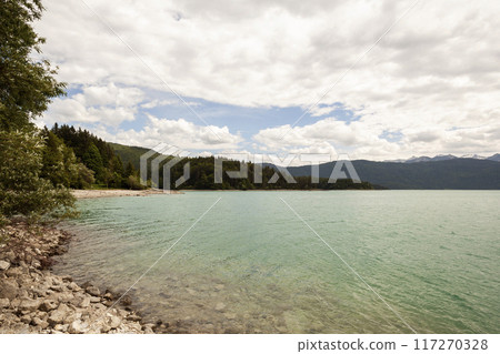 View to Walchensee lake, Bavaria, Germany in summertime 117270328