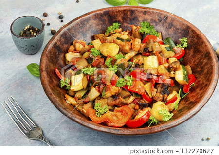 Ratatouille, vegetable dish. Ratatouille, vegetable dish. 117270627