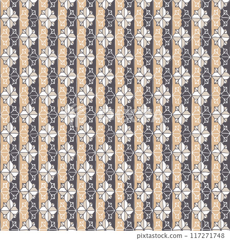 Seamless pattern with mehndi style decor. Background made in fashionable colors. 117271748