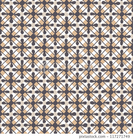 Seamless pattern with mehndi style decor. Background made in fashionable colors. Seamless pattern with mehndi style decor. Background made in fashionable colors. 117271749