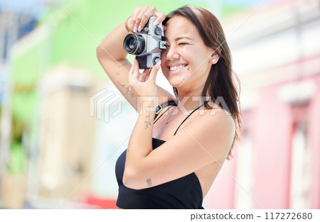 Photographer with digital camera, urban photography or woman shooting Singapore color street on global travel vacation. Asian city girl, holiday memory photoshoot or young gen z student on world tour Photographer with digital camera, urban photography or woman shooting Singapore color street on global travel vacation. Asian city girl, holiday memory photoshoot or young gen z student on world tour 117272680