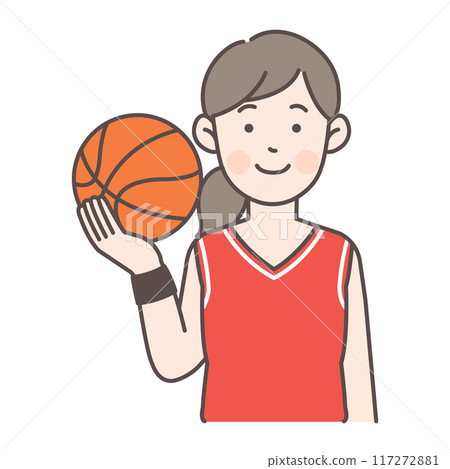 Female basketball player with ball 117272881