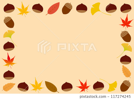 Autumn maple and chestnut frame background 27 orange 117274245