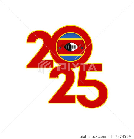 2025 banner with Eswatini flag inside. Vector illustration. 117274599