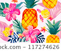 Tropical pineapple background material 117274626