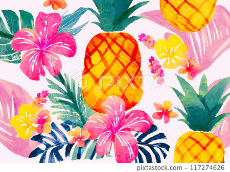 Tropical pineapple background material 117274626