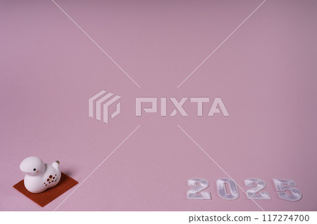 2025年新年卡片材料與可愛的十二生肖蛇 117274700