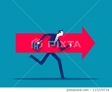 Businessman using arrows as motivation to move forward. Business development vector concept 117274714