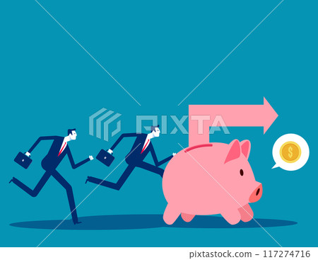 The piggy bank has a tracking device to find the silver coins. Business successful vector concept 117274716