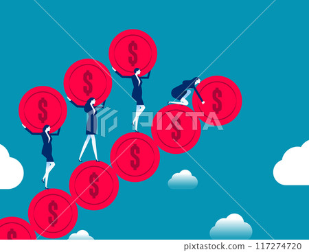 Business teams working together to build upward steps. Successful investments and ways to make money vector concept 117274720