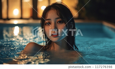 Night Pool and Beautiful Women 3 117276398