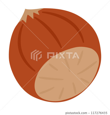 Hazelnut ripe and tasty, healthy snacks. Hand drawn trendy flat style. Hazelnut ripe and tasty, healthy snacks. Hand drawn trendy flat style. 117276435