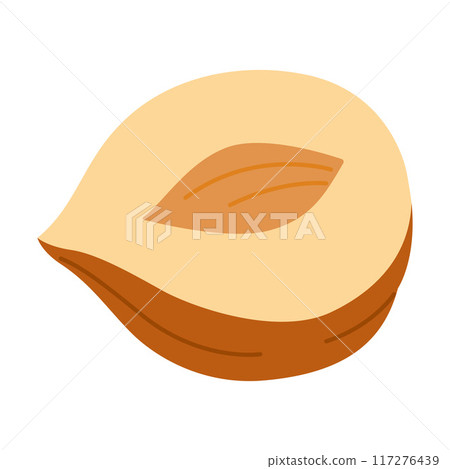 Hazelnut half a kernel ripe and tasty, healthy snacks. Hand drawn trendy flat style. 117276439