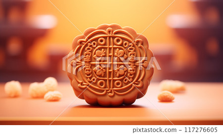 美味的月饼3D插画素材 117276605