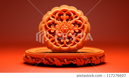 美味的月饼3D插画素材 117276607