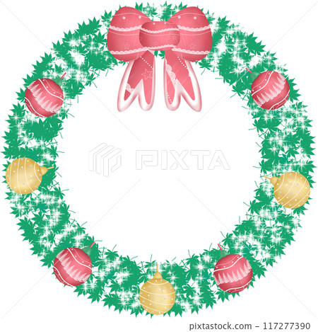 Christmas Wreath decorated with cute bows, flowers, balls, and candy canes Christmas Wreath decorated with cute bows, flowers, balls, and candy canes 117277390