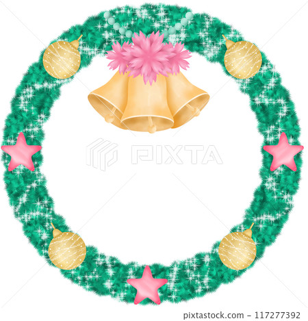 Christmas Wreath decorated with cute bows, flowers, balls, and candy canes Christmas Wreath decorated with cute bows, flowers, balls, and candy canes 117277392