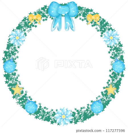 Christmas Wreath decorated with cute bows, flowers, balls, and candy canes Christmas Wreath decorated with cute bows, flowers, balls, and candy canes 117277396