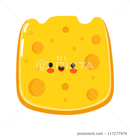Cheese character. Vector hand drawn cartoon kawaii character illustration icon. Isolated on white background. Cheese character concept Cheese character. Vector hand drawn cartoon kawaii character illustration icon. Isolated on white background. Cheese character concept 117277979