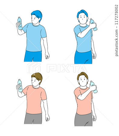 拿著塑膠瓶水的男人插畫素材 拿著塑膠瓶水的男人插畫素材 117278002