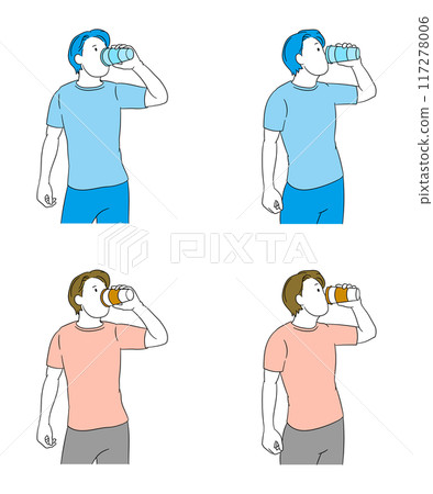 Illustration of a man drinking a cup of coffee 117278006