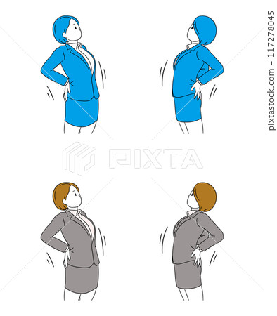 Illustration of a business person (female) stretching 117278045