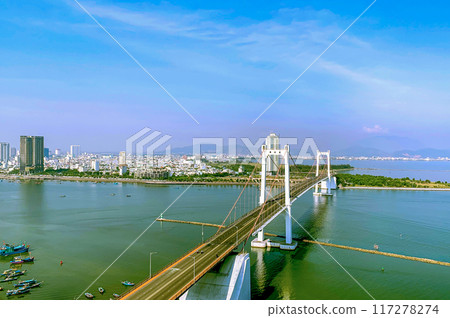 Aerial View Of Thuan Phuoc Bridge In Da Nang City, Vietnam. 117278274