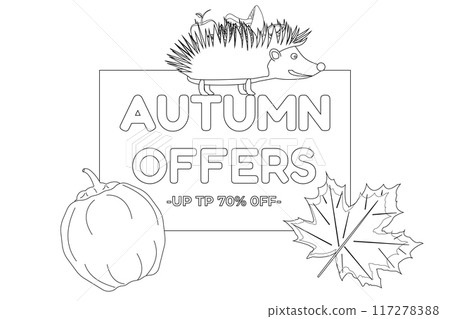 Autumn Coloring Page with Hedgehog Autumn Coloring Page with Hedgehog 117278388