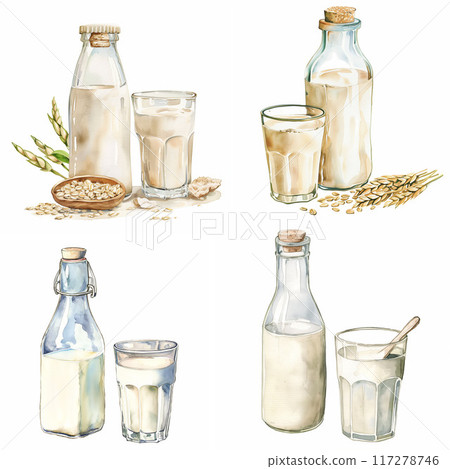 牛奶,牛奶水彩插圖生成AI 牛奶,牛奶水彩插圖生成AI 117278746