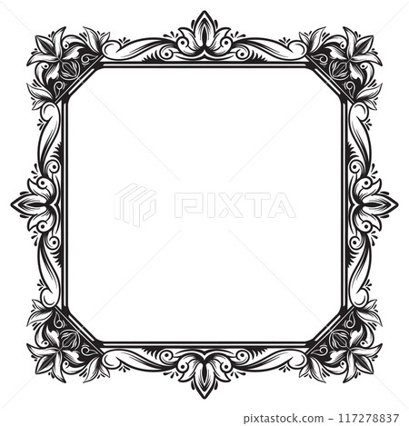 Vintage Frame With A Floral Design Retro Ornamental 117278837