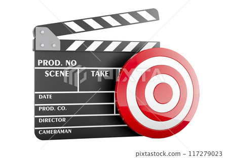 Movie clapper with Target, 3D rendering 117279023
