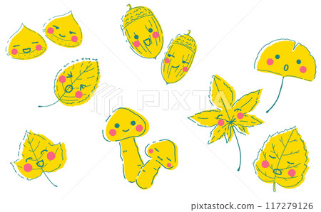 Autumn cute character illustration set Autumn taste Autumn illustration material 117279126