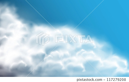 Vector of realistic white cloud on blue sky background Vector of realistic white cloud on blue sky background 117279208