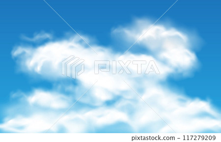 Vector of realistic white cloud on blue sky 117279209