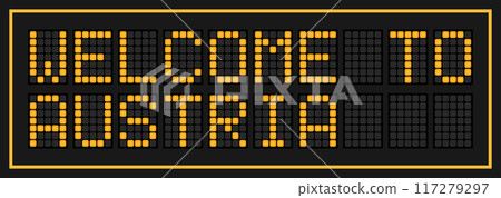 Orange color led banner in word welcome to austria on black background 117279297