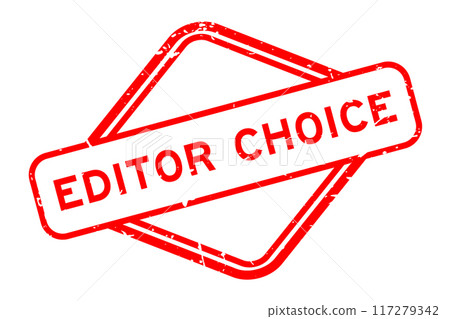 Grunge red editor choice word rubber seal stamp on white background 117279342