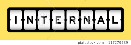 Black color in word internal on slot banner with yellow color background 117279389