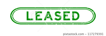 Grunge green leased word rubber seal stamp on white background 117279391