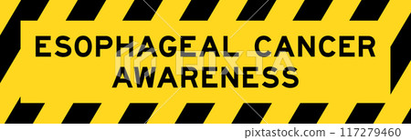 Yellow and black color with line striped label banner with word esophageal cancer awareness 117279460