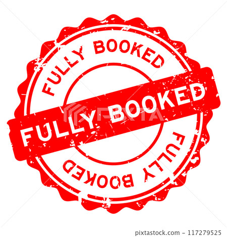 Grunge red fully booked word round rubber seal stamp on white background Grunge red fully booked word round rubber seal stamp on white background 117279525