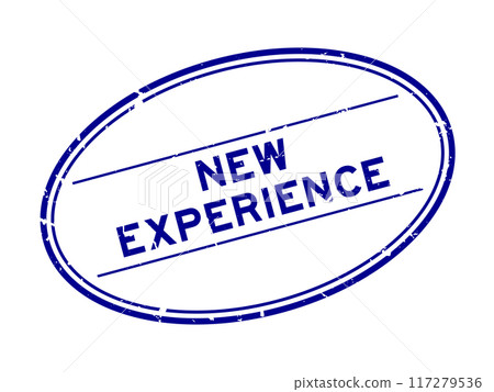 Grunge blue new experience word oval rubber seal stamp on white background Grunge blue new experience word oval rubber seal stamp on white background 117279536