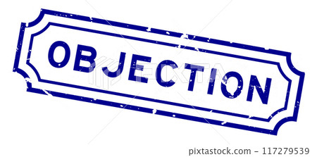 Grunge blue objection word rubber seal stamp on white background 117279539