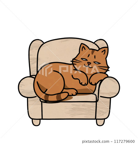 a cat lying on the sofa a cat lying on the sofa 117279600